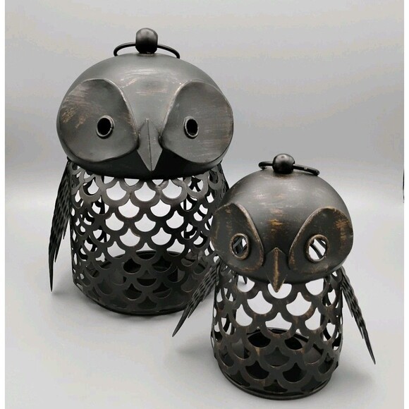 Jaclyn Smith Other - Vintage Jaclyn Smith Kmart Set Of 2 Metal Owl Outdoor Votive Candle Holders